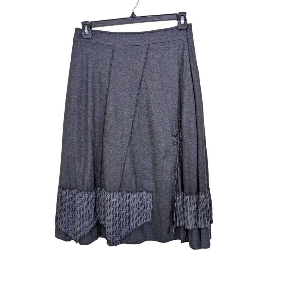 Dolcezza Midi Skirt Womens Medium Boho Art To Wear Artsy Gray Lagenlook Lined